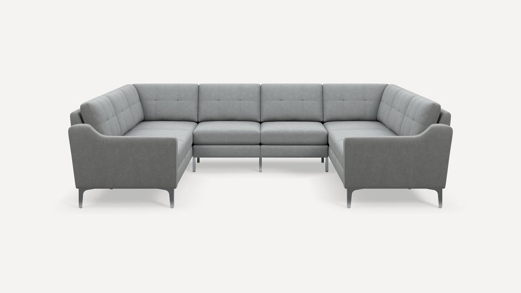 Nomad Plus 8-Seat U Sectional - Crushed Gravel - Performance Chenille / Chrome - Metal / Slope Arm