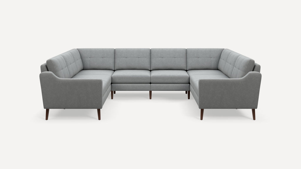 Nomad Plus 8-Seat U Sectional - Crushed Gravel - Performance Chenille / Walnut - Wood / Slope Arm