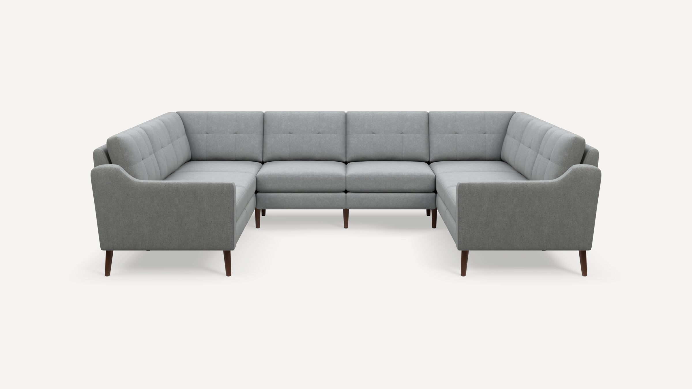 Nomad Plus 8-Seat U Sectional - Crushed Gravel - Performance Chenille / Walnut - Wood / Slope Arm