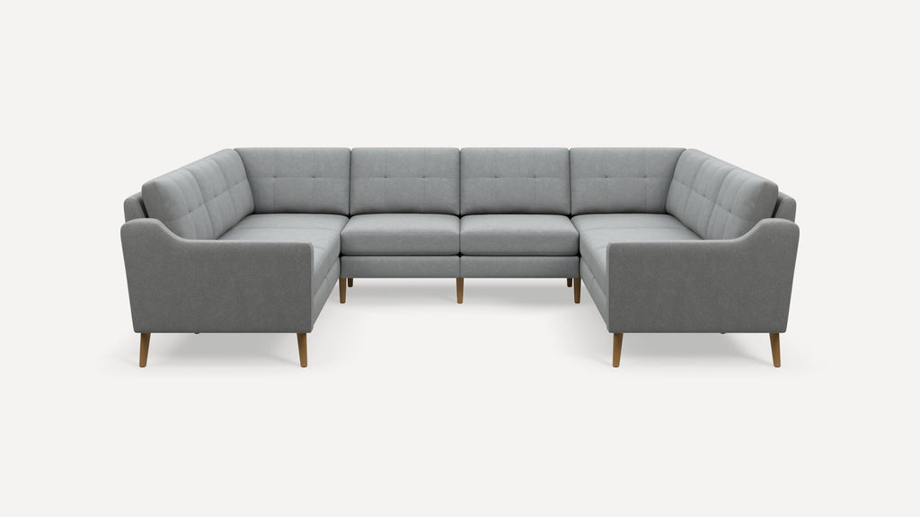 Nomad Plus 8-Seat U Sectional - Crushed Gravel - Performance Chenille / Oak - Wood / Slope Arm