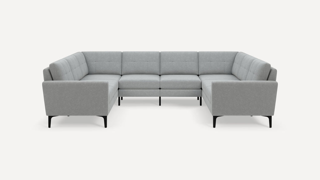 Nomad Plus 8-Seat U Sectional - Crushed Gravel - Performance Chenille / Black - Metal / Block Arm