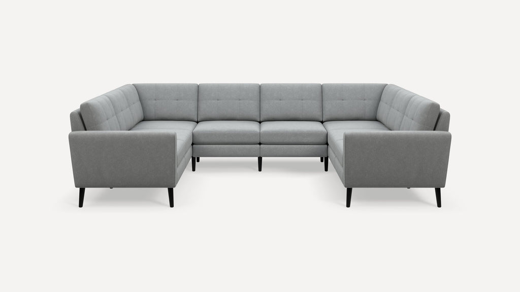 Nomad Plus 8-Seat U Sectional - Crushed Gravel - Performance Chenille / Ebony - Wood / Block Arm