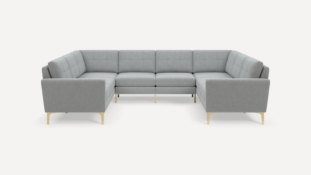 Nomad Plus 8-Seat U Sectional - Crushed Gravel - Performance Chenille / Brass - Metal / Block Arm