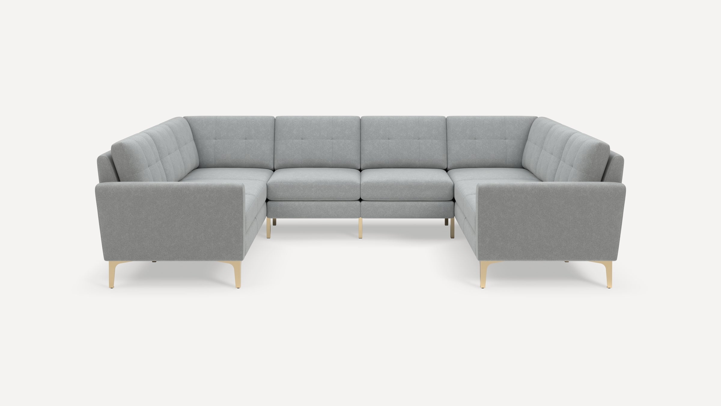 Nomad Plus 8-Seat U Sectional - Crushed Gravel - Performance Chenille / Brass - Metal / Block Arm
