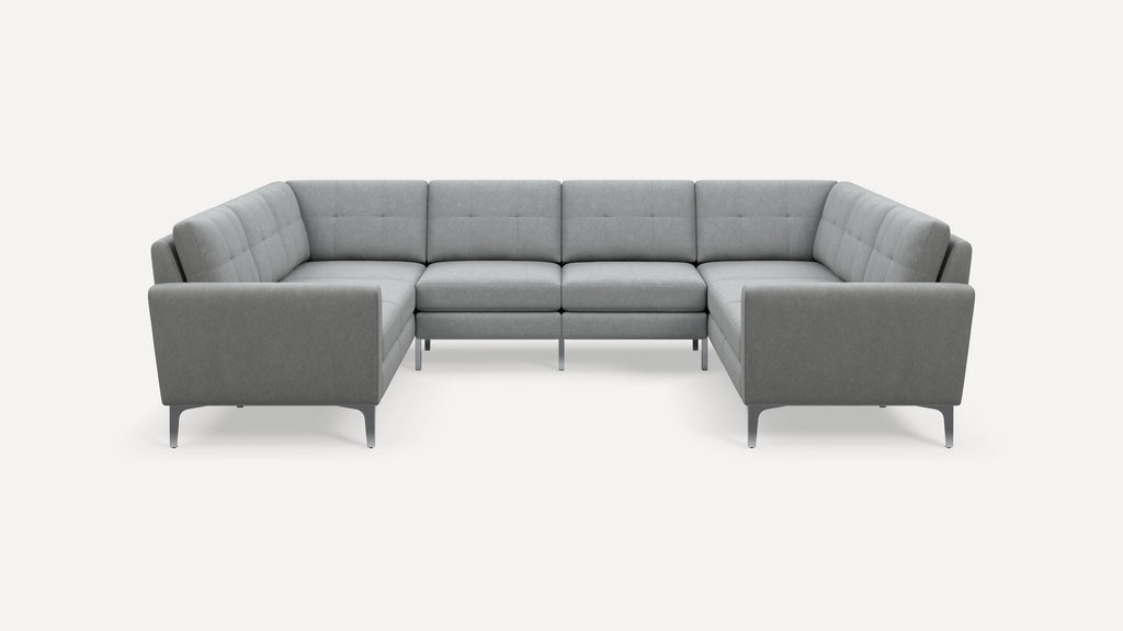 Nomad Plus 8-Seat U Sectional - Crushed Gravel - Performance Chenille / Chrome - Metal / Block Arm