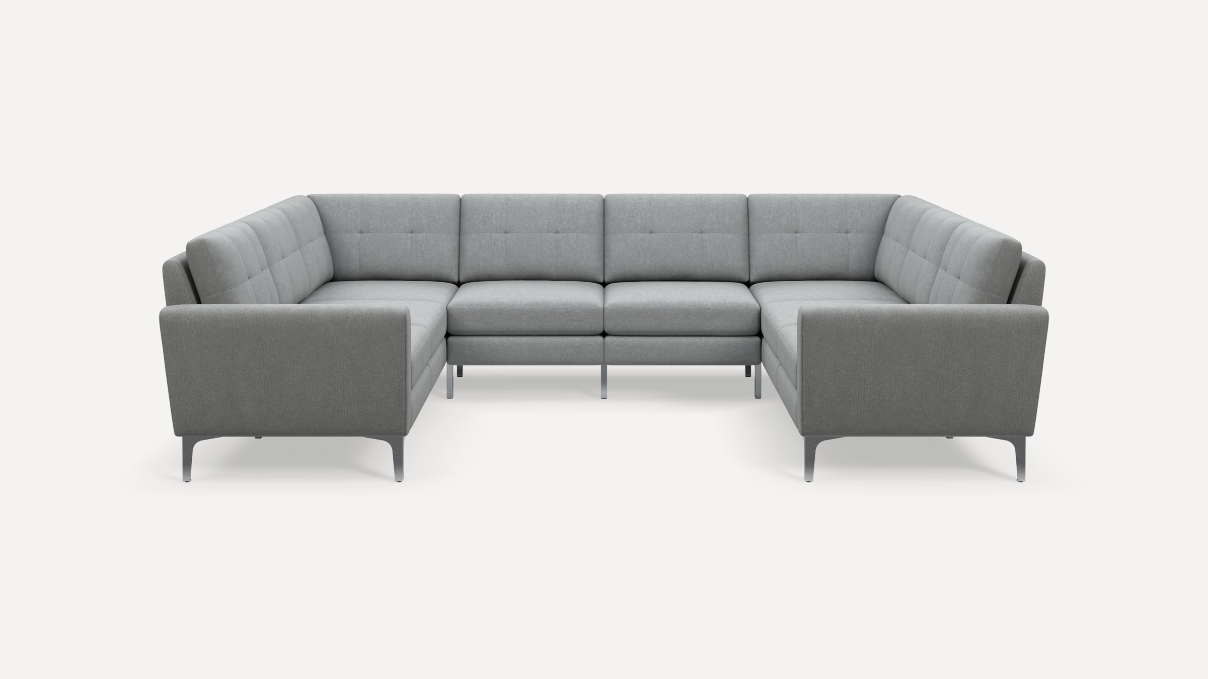 Nomad Plus 8-Seat U Sectional - Crushed Gravel - Performance Chenille / Chrome - Metal / Block Arm