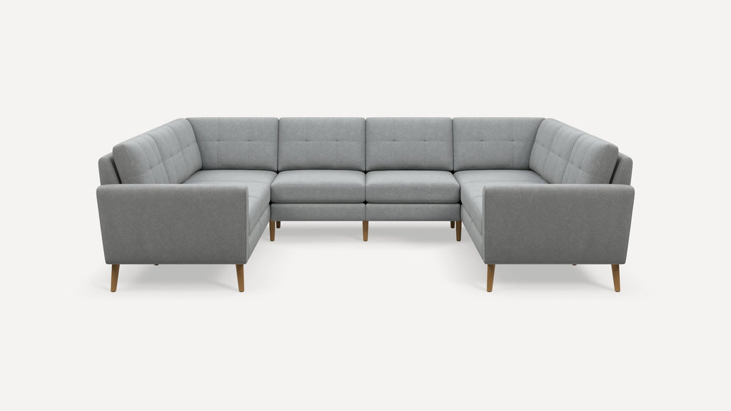 Nomad Plus 8-Seat U Sectional - Crushed Gravel - Performance Chenille / Oak - Wood / Block Arm