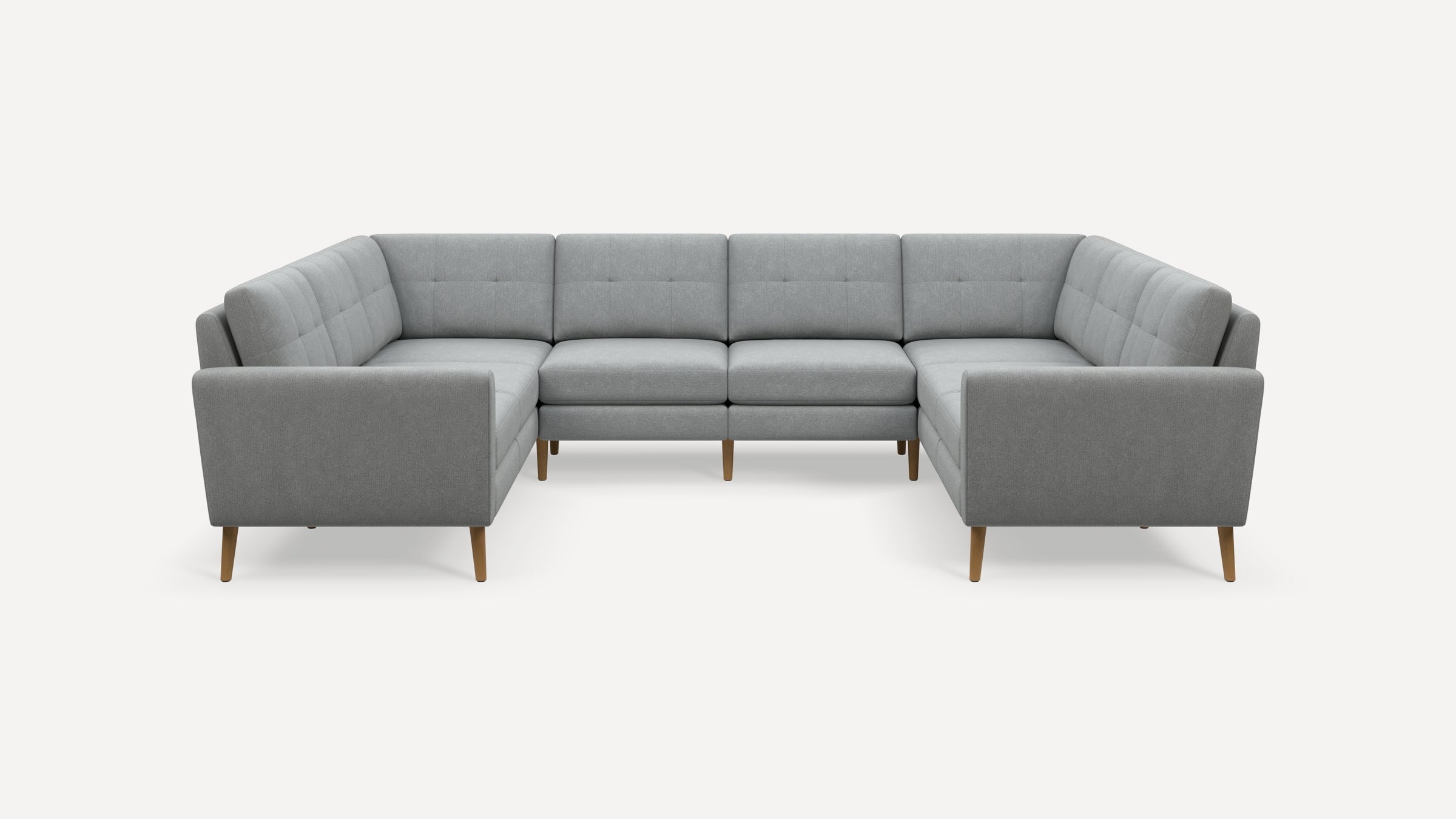 Nomad Plus 8-Seat U Sectional - Crushed Gravel - Performance Chenille / Oak - Wood / Block Arm