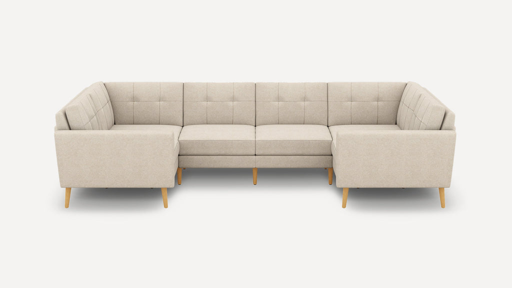 Nomad Plus 6-Seat U Sectional - Georgia Clay - Performance Chenille / Oak - Wood / Block Arm