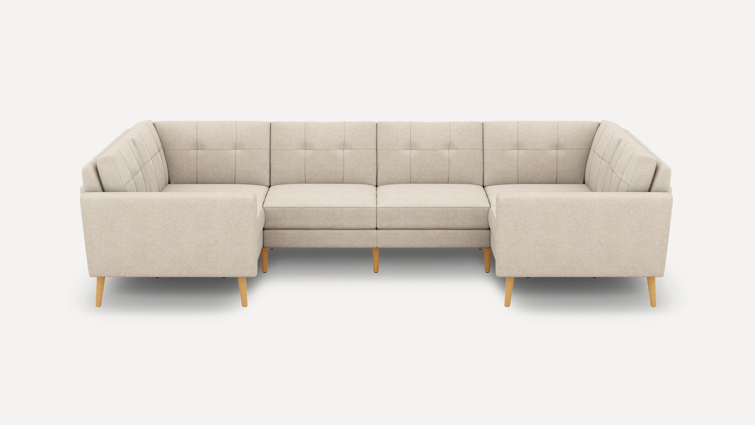 Nomad Plus 6-Seat U Sectional - Georgia Clay - Performance Chenille / Oak - Wood / Block Arm