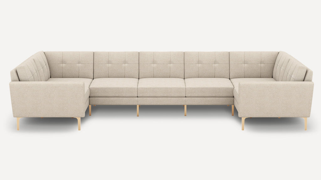 Nomad Plus 7-Seat U Sectional - Georgia Clay - Performance Chenille / Brass - Metal / Block Arm