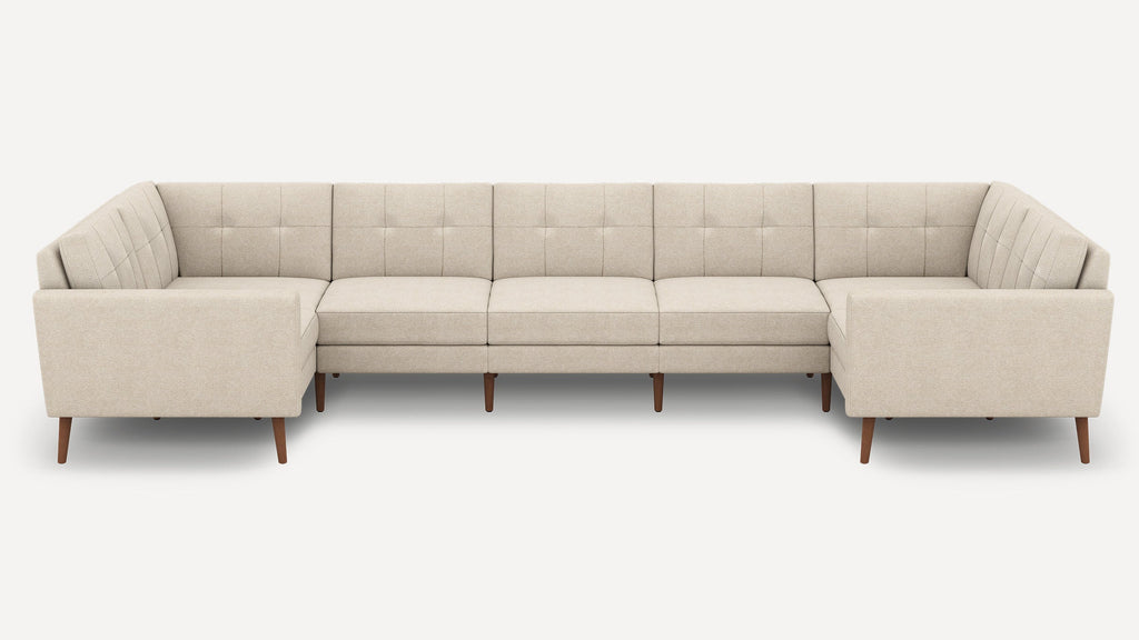 Nomad Plus 7-Seat U Sectional - Georgia Clay - Performance Chenille / Walnut - Wood / Block Arm