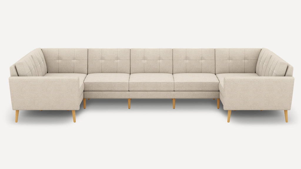 Nomad Plus 7-Seat U Sectional - Georgia Clay - Performance Chenille / Oak - Wood / Block Arm