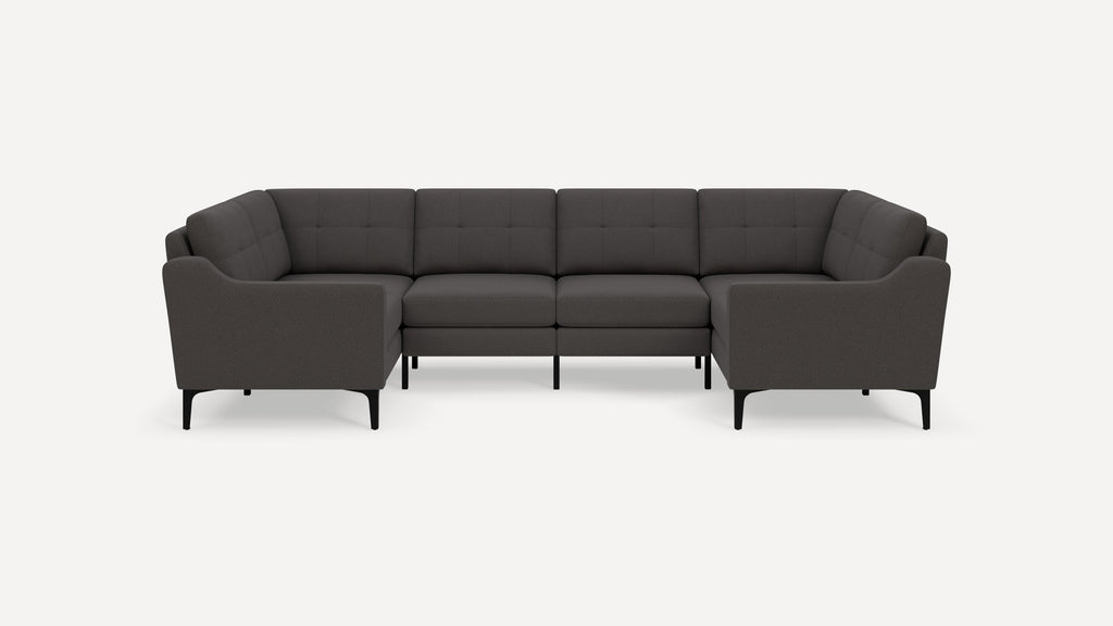 Nomad Plus 6-Seat U Sectional - Heather Charcoal - Performance Chenille / Black - Metal / Slope Arm
