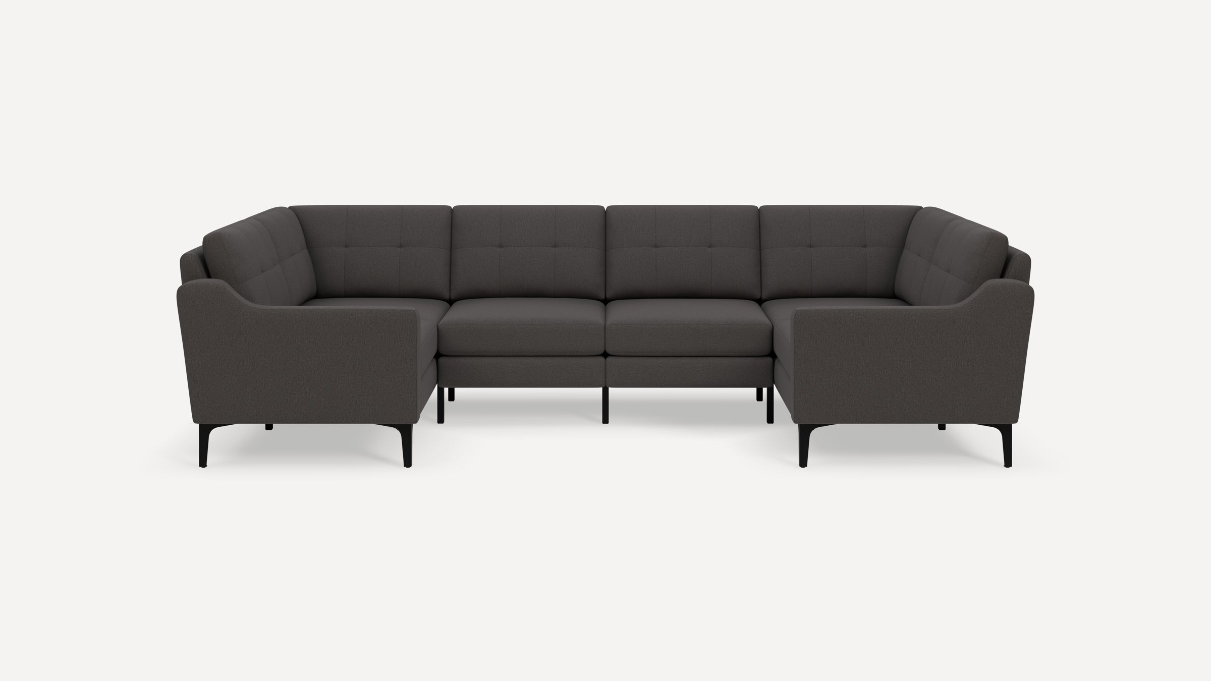 Nomad Plus 6-Seat U Sectional - Heather Charcoal - Performance Chenille / Black - Metal / Slope Arm
