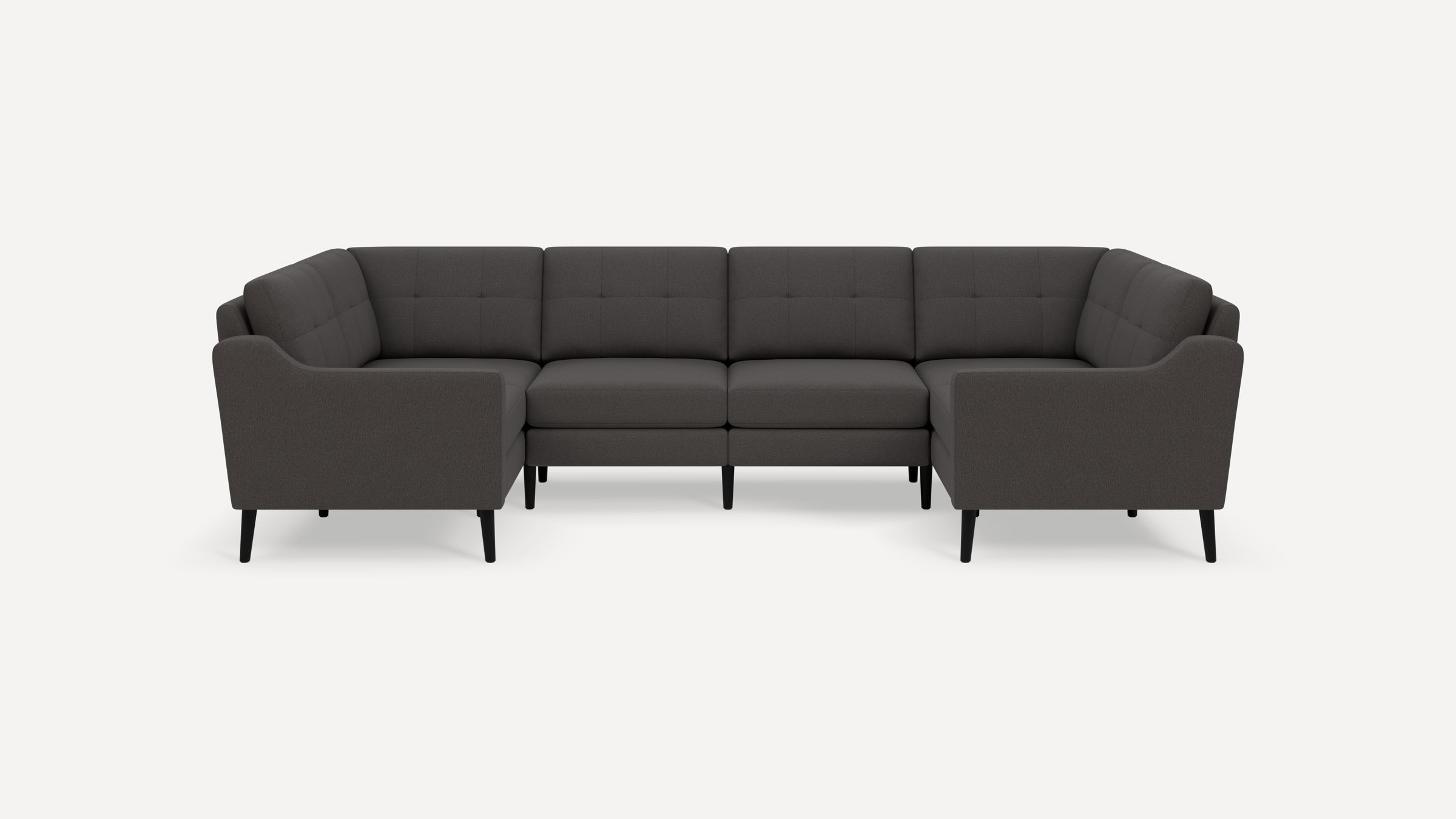 Nomad Plus 6-Seat U Sectional - Heather Charcoal - Performance Chenille / Ebony - Wood / Slope Arm