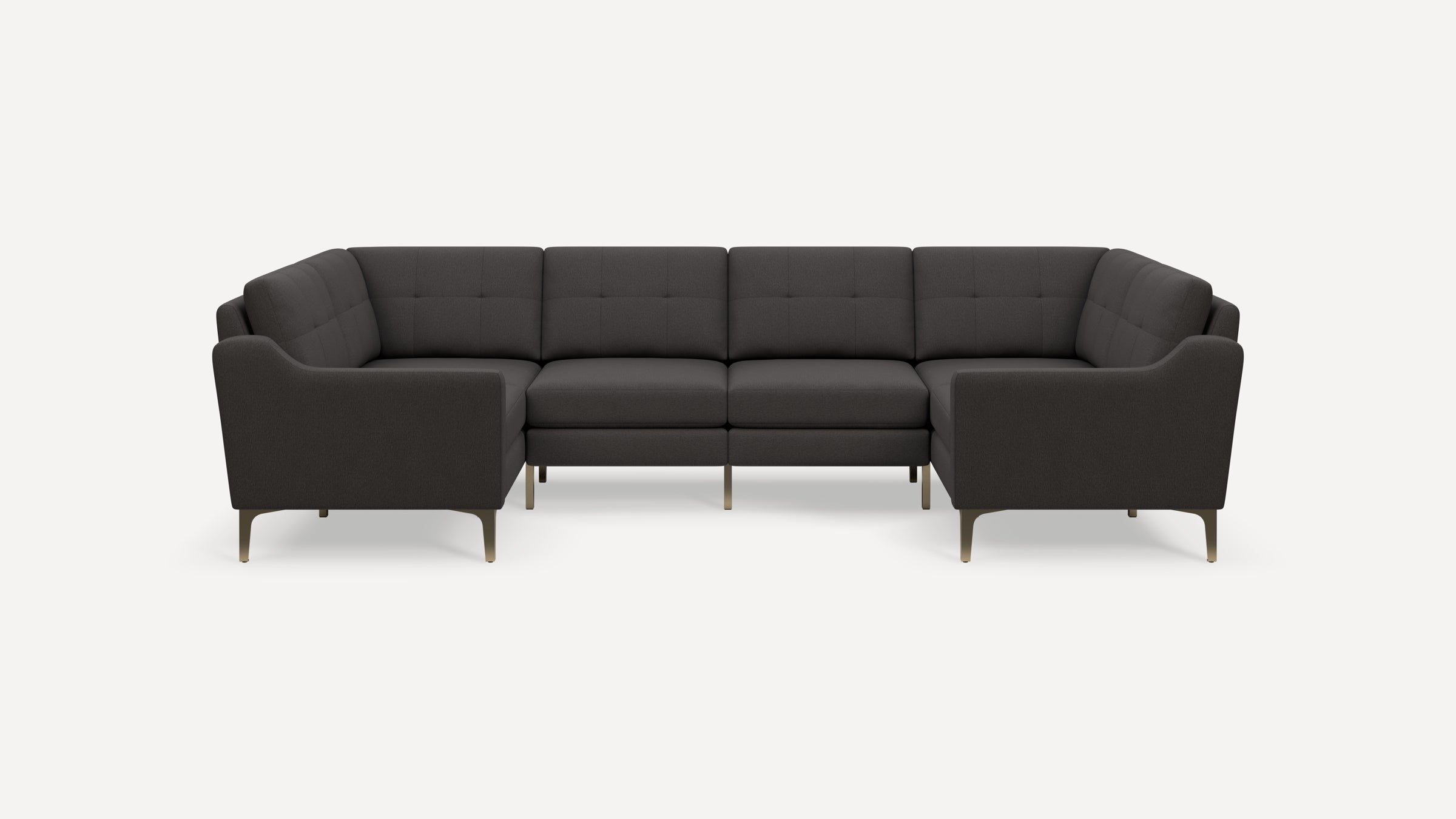Nomad Plus 6-Seat U Sectional - Heather Charcoal - Performance Chenille / Brass - Metal / Slope Arm