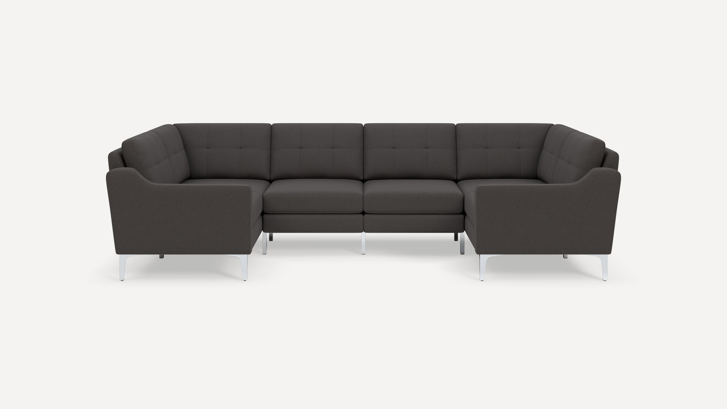 Nomad Plus 6-Seat U Sectional - Heather Charcoal - Performance Chenille / Chrome - Metal / Slope Arm