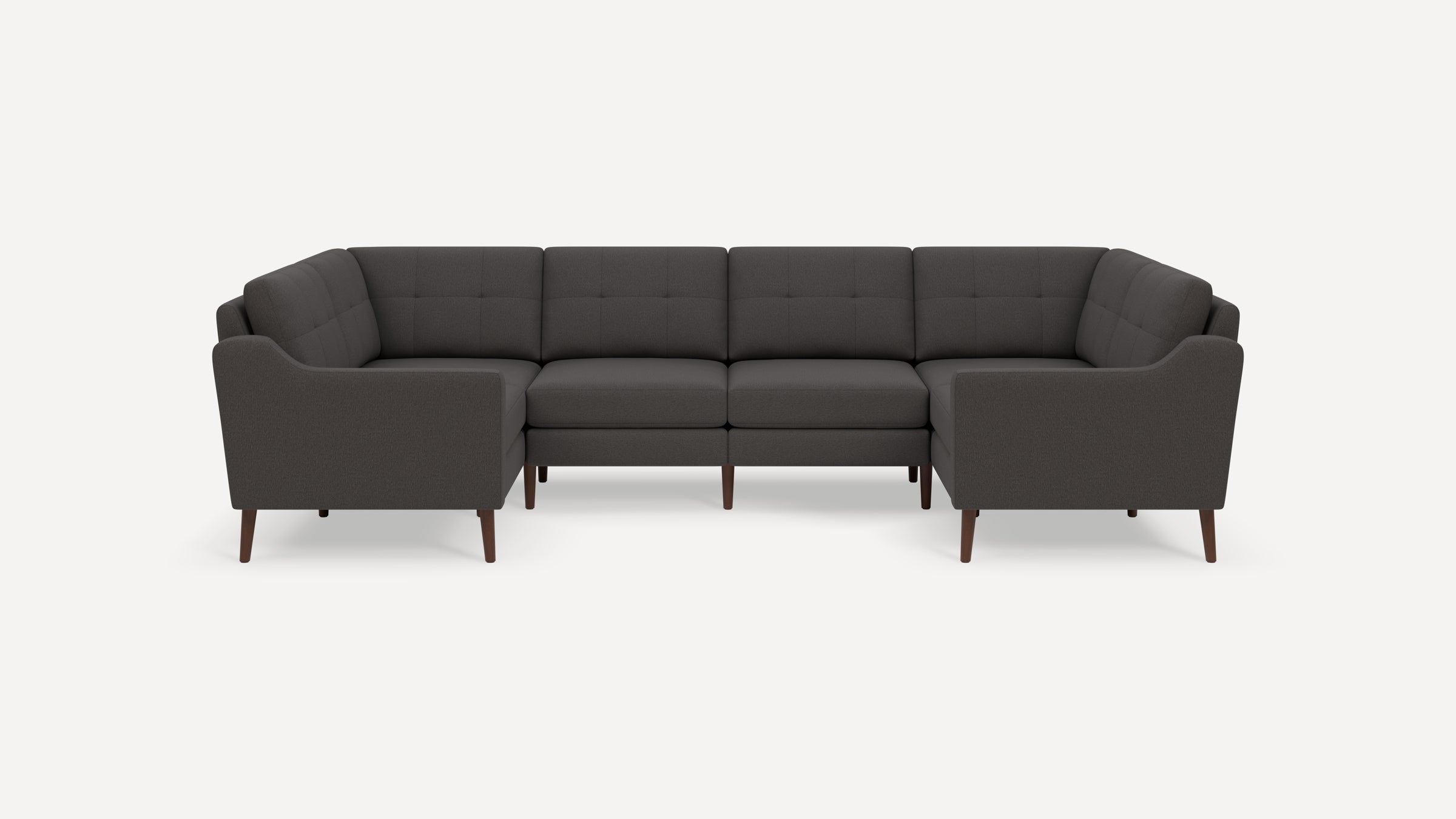 Nomad Plus 6-Seat U Sectional - Heather Charcoal - Performance Chenille / Walnut - Wood / Slope Arm