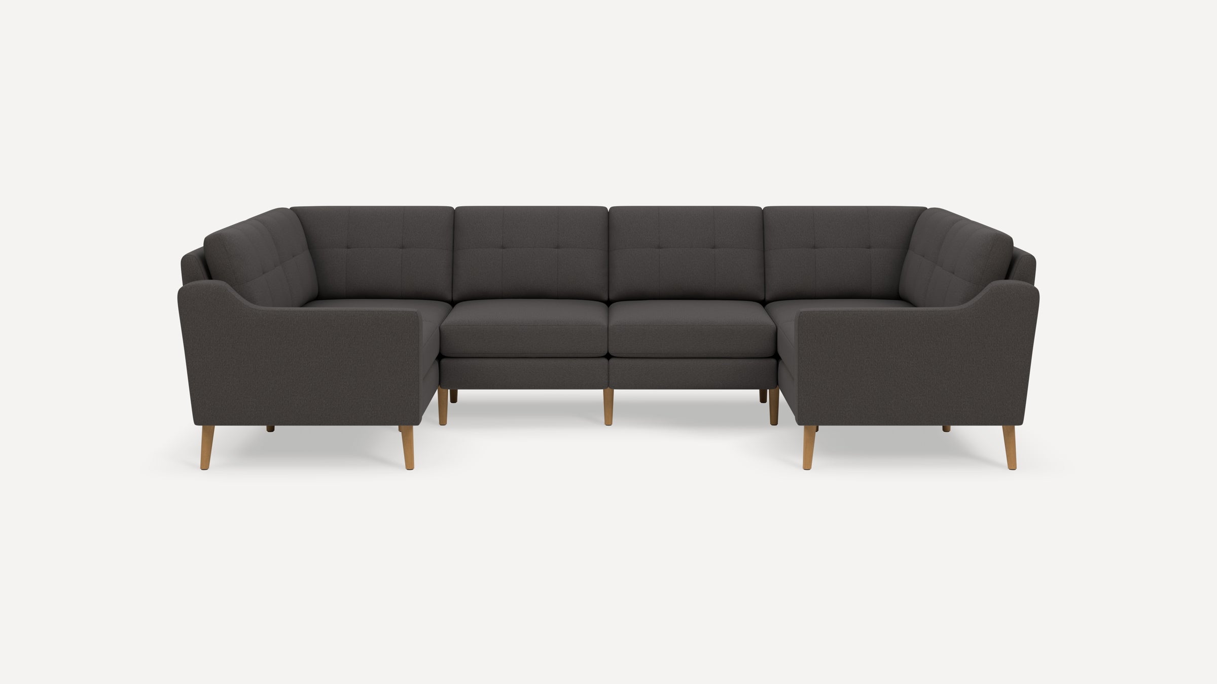 Nomad Plus 6-Seat U Sectional - Heather Charcoal - Performance Chenille / Oak - Wood / Slope Arm