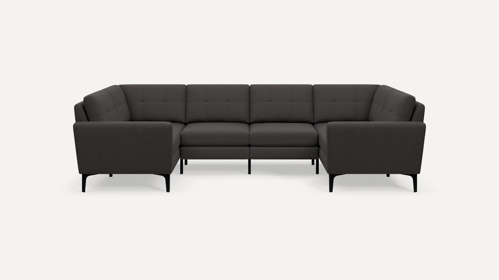 Nomad Plus 6-Seat U Sectional - Heather Charcoal - Performance Chenille / Black - Metal / Block Arm