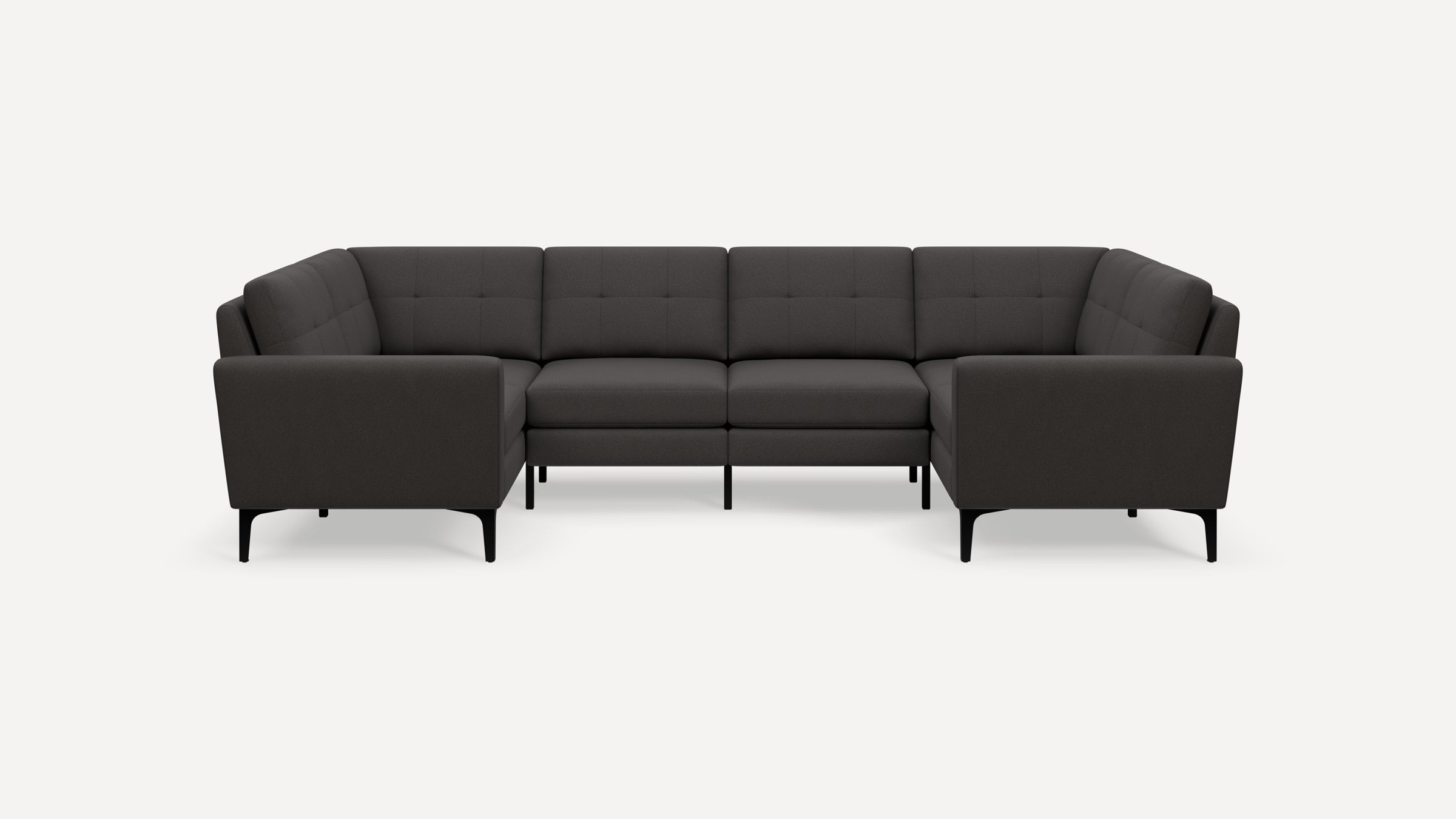 Nomad Plus 6-Seat U Sectional - Heather Charcoal - Performance Chenille / Black - Metal / Block Arm