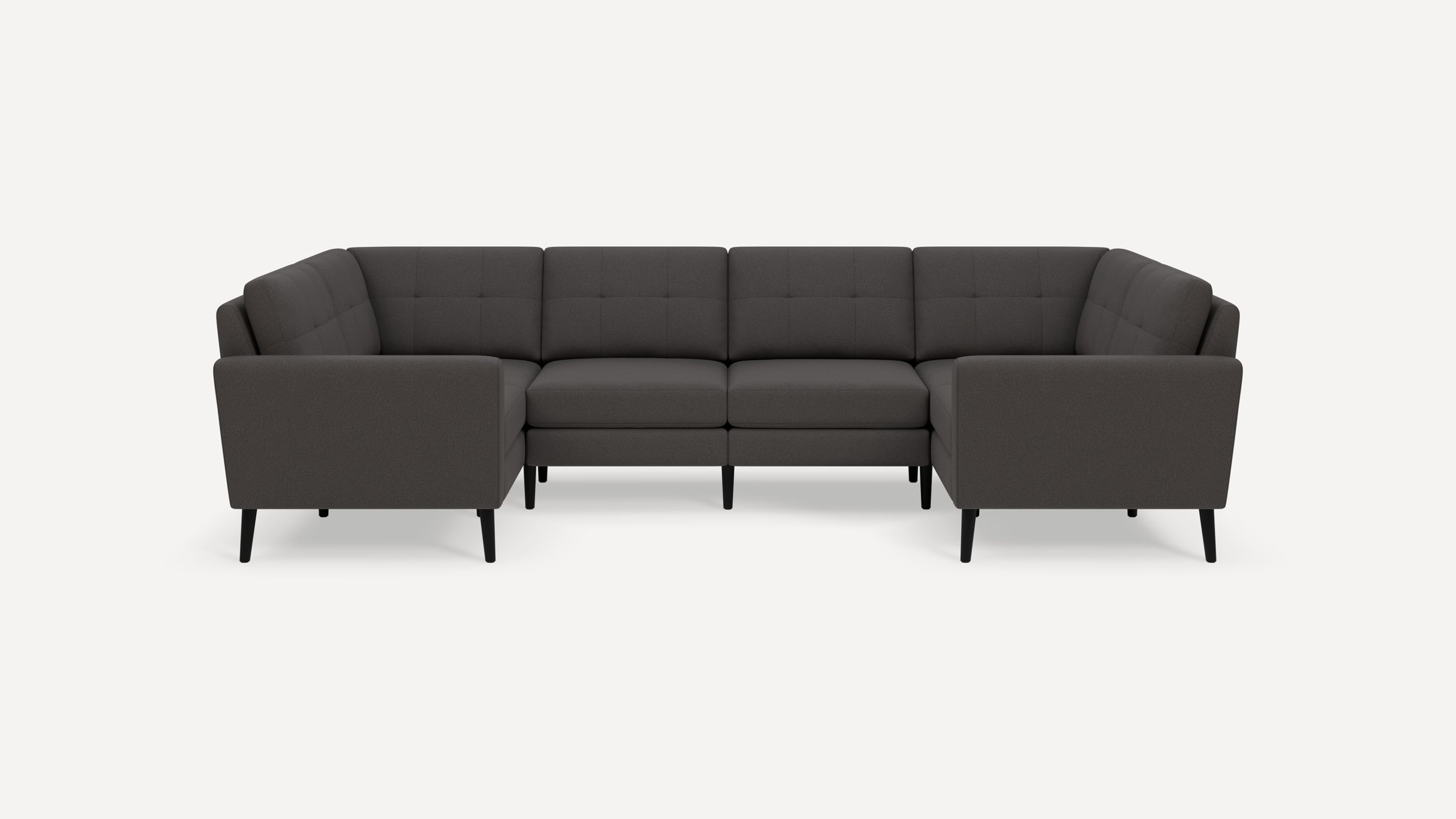 Nomad Plus 6-Seat U Sectional - Heather Charcoal - Performance Chenille / Ebony - Wood / Block Arm
