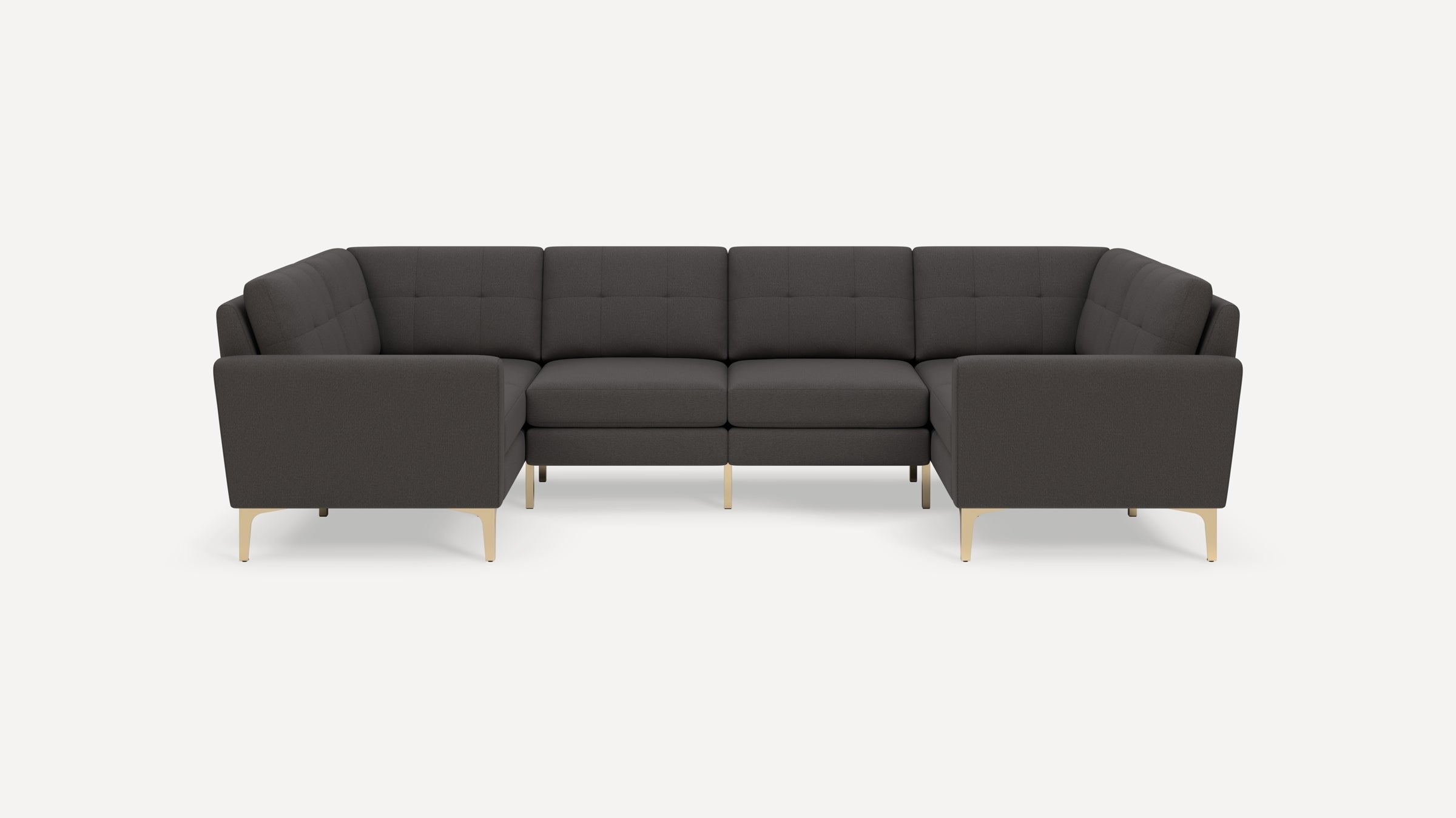 Nomad Plus 6-Seat U Sectional - Heather Charcoal - Performance Chenille / Brass - Metal / Block Arm