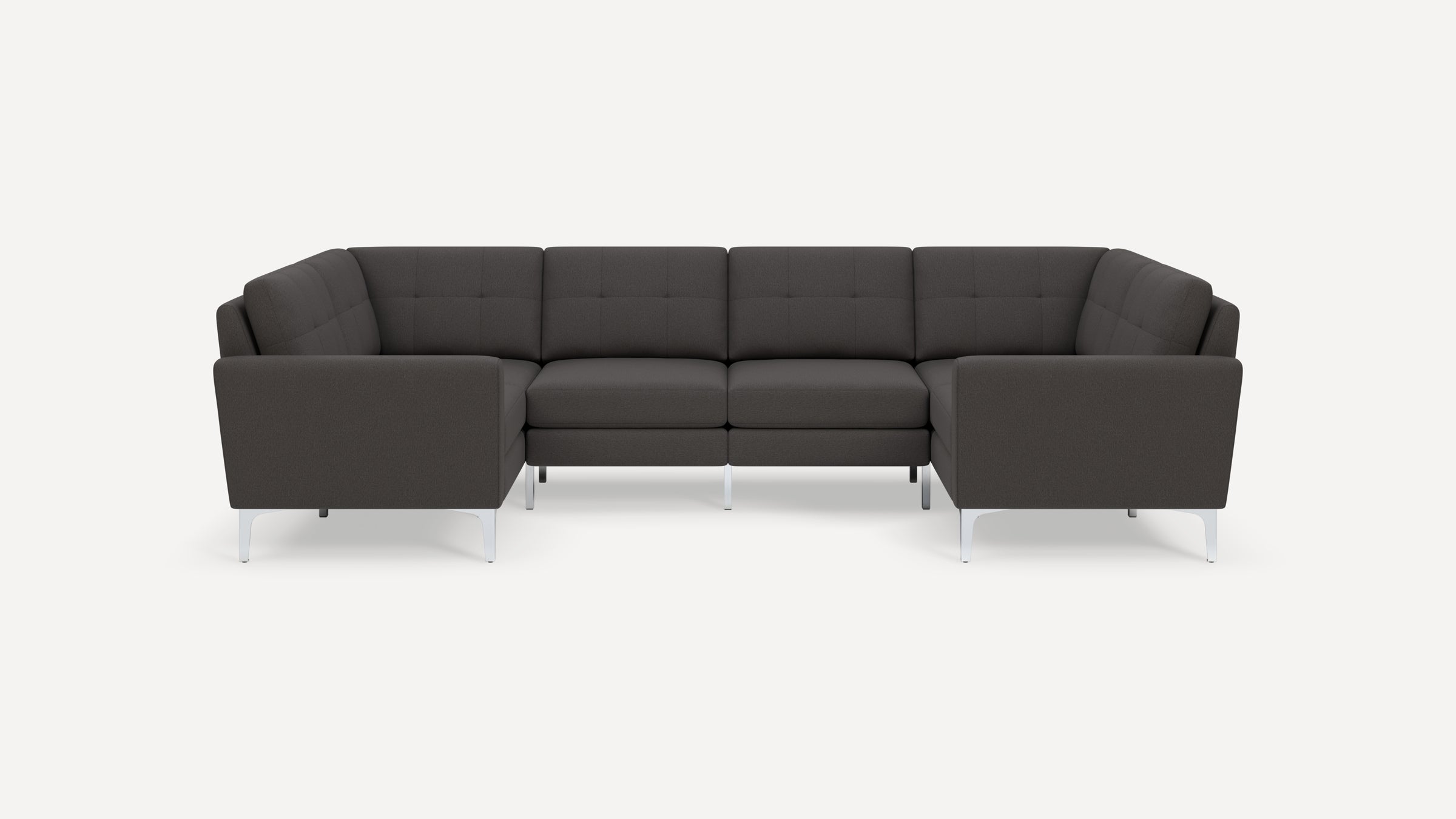 Nomad Plus 6-Seat U Sectional - Heather Charcoal - Performance Chenille / Chrome - Metal / Block Arm