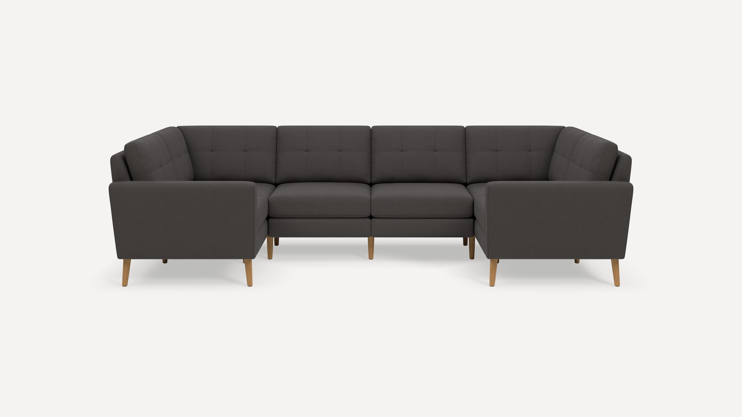 Nomad Plus 6-Seat U Sectional - Heather Charcoal - Performance Chenille / Oak - Wood / Block Arm