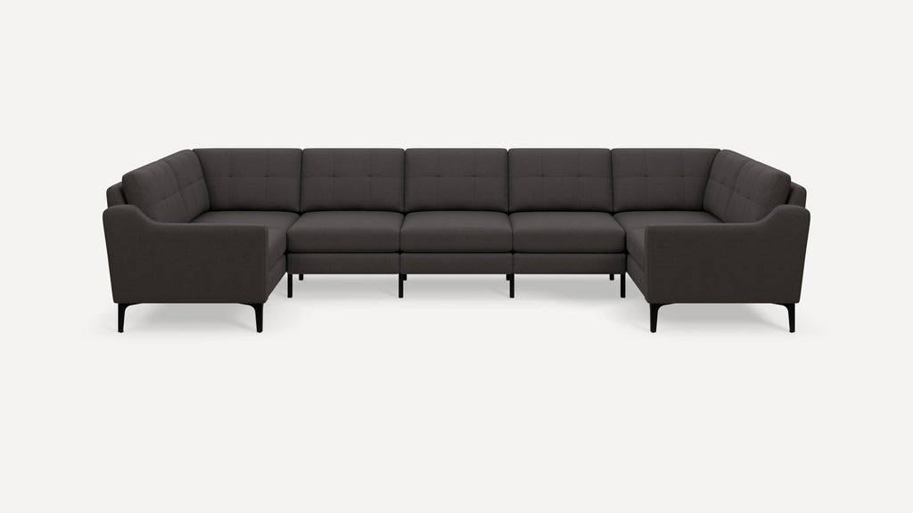 Nomad Plus 7-Seat U Sectional - Heather Charcoal - Performance Chenille / Black - Metal / Slope Arm