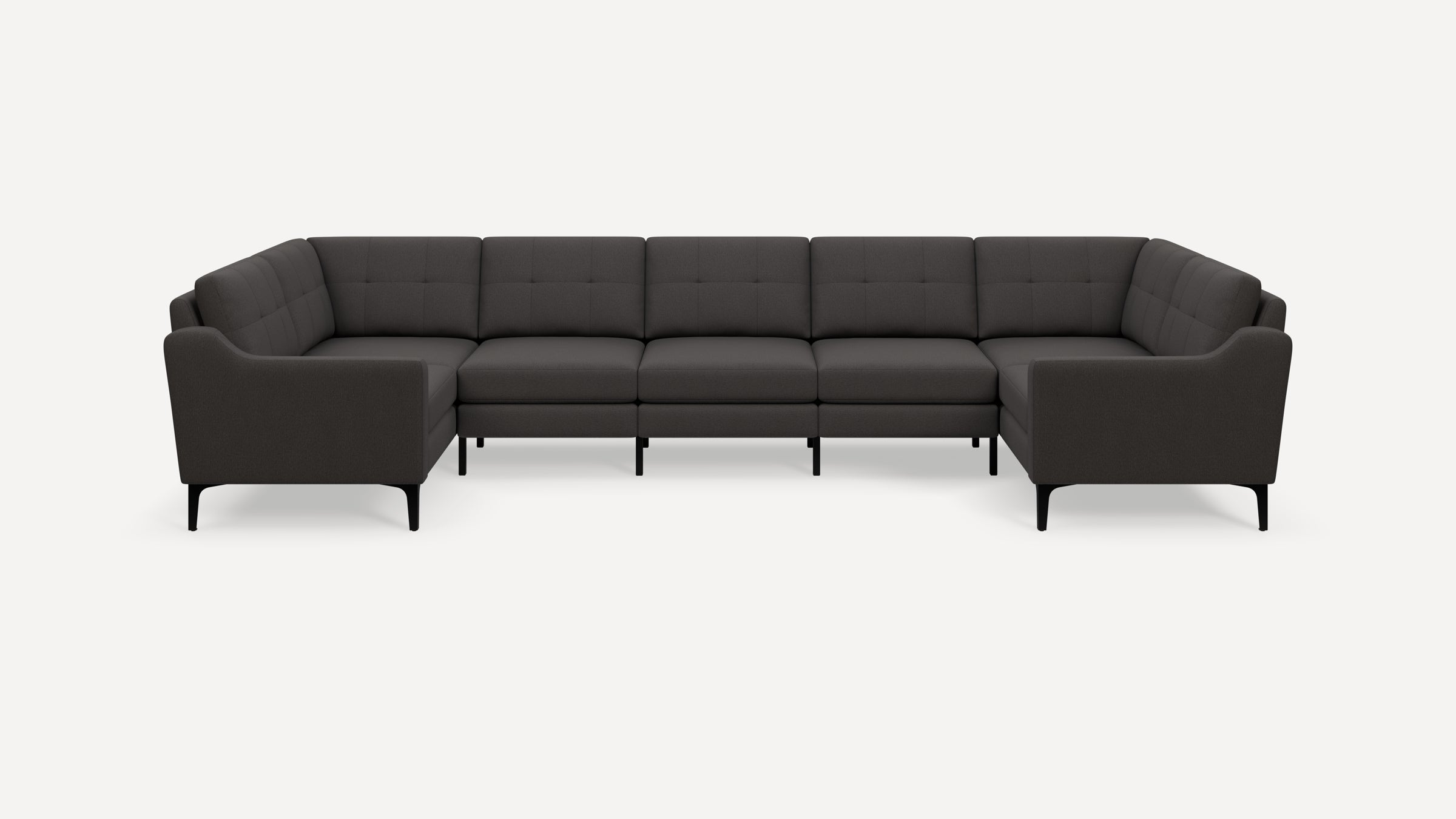 Nomad Plus 7-Seat U Sectional - Heather Charcoal - Performance Chenille / Black - Metal / Slope Arm