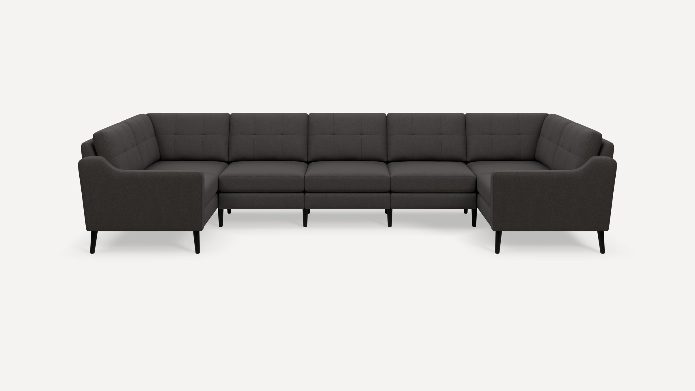 Nomad Plus 7-Seat U Sectional - Heather Charcoal - Performance Chenille / Ebony - Wood / Slope Arm