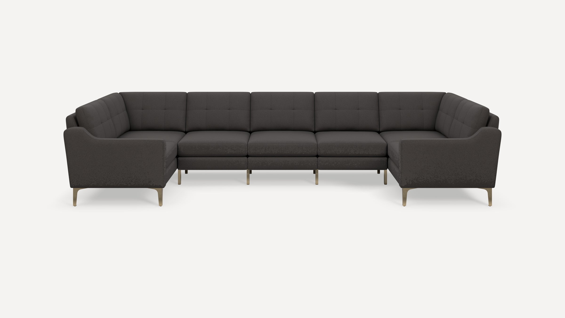 Nomad Plus 7-Seat U Sectional - Heather Charcoal - Performance Chenille / Brass - Metal / Slope Arm