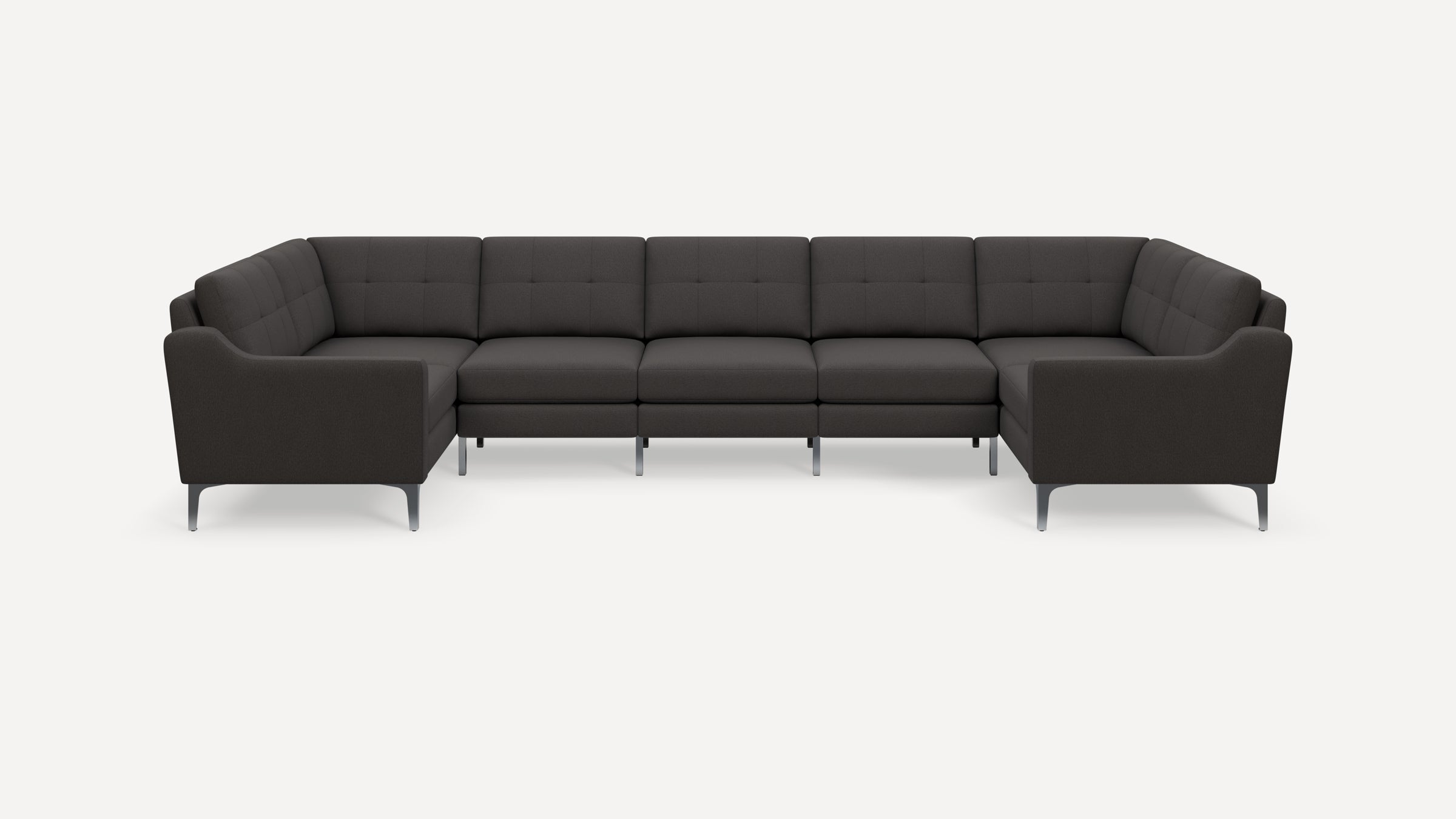 Nomad Plus 7-Seat U Sectional - Heather Charcoal - Performance Chenille / Chrome - Metal / Slope Arm