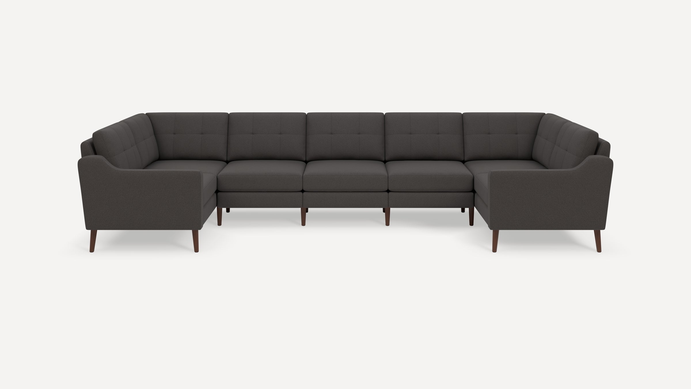 Nomad Plus 7-Seat U Sectional - Heather Charcoal - Performance Chenille / Walnut - Wood / Slope Arm