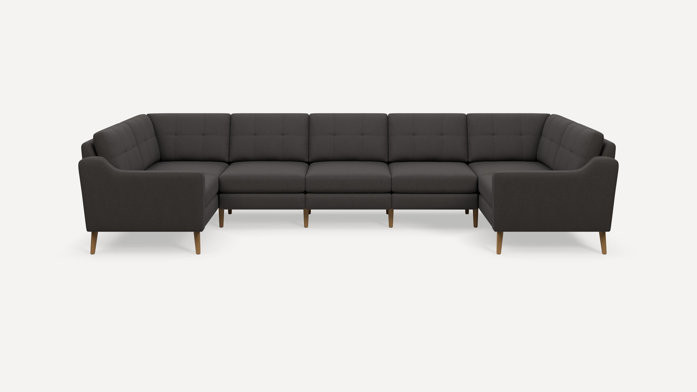 Nomad Plus 7-Seat U Sectional - Heather Charcoal - Performance Chenille / Oak - Wood / Slope Arm