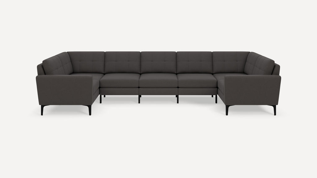 Nomad Plus 7-Seat U Sectional - Heather Charcoal - Performance Chenille / Black - Metal / Block Arm