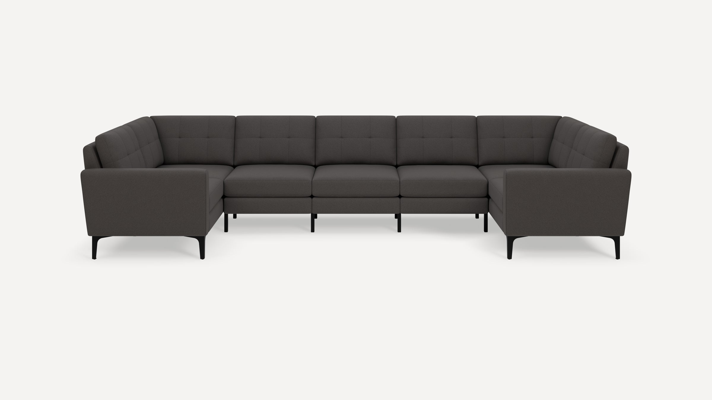 Nomad Plus 7-Seat U Sectional - Heather Charcoal - Performance Chenille / Black - Metal / Block Arm