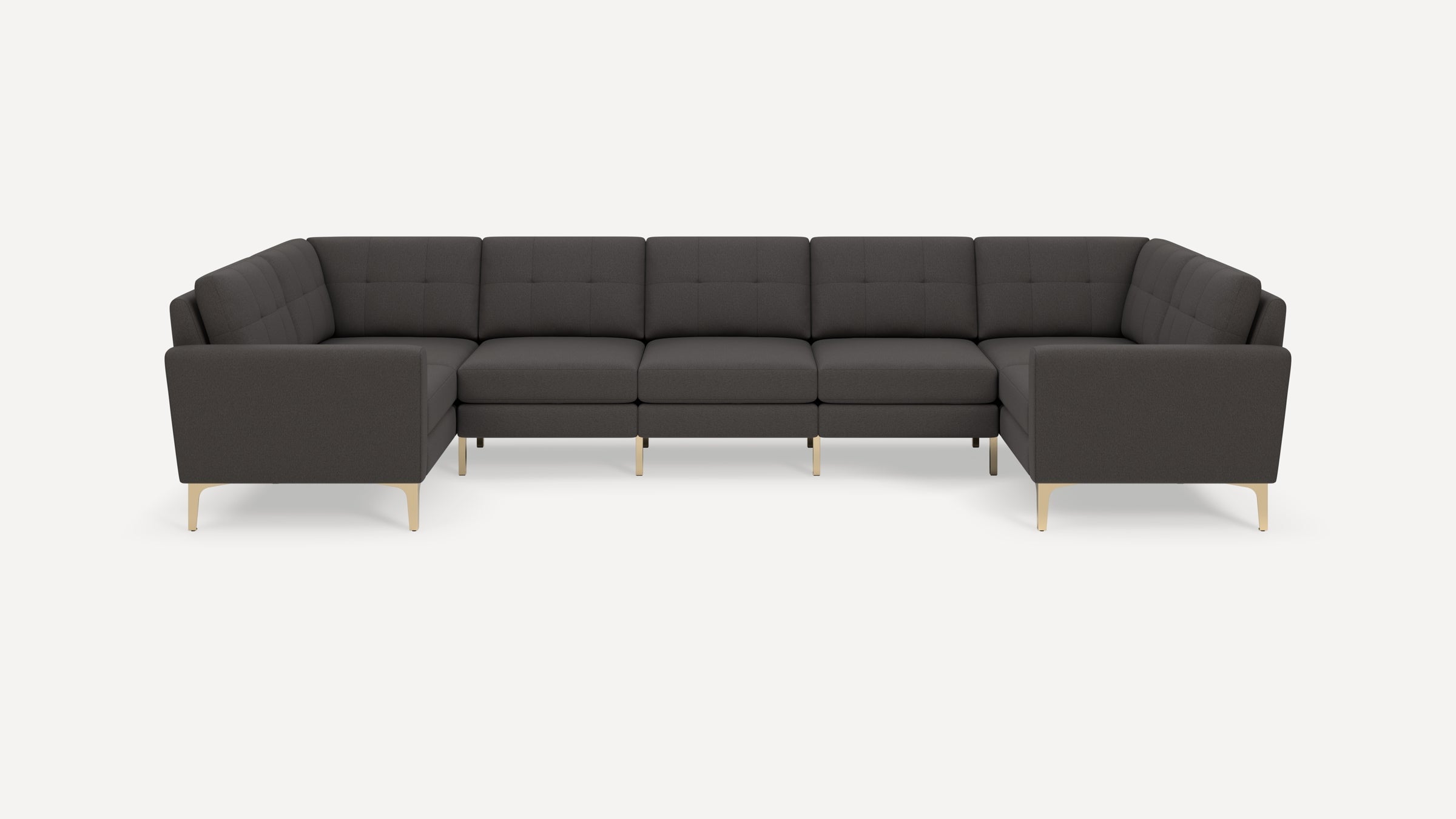 Nomad Plus 7-Seat U Sectional - Heather Charcoal - Performance Chenille / Brass - Metal / Block Arm