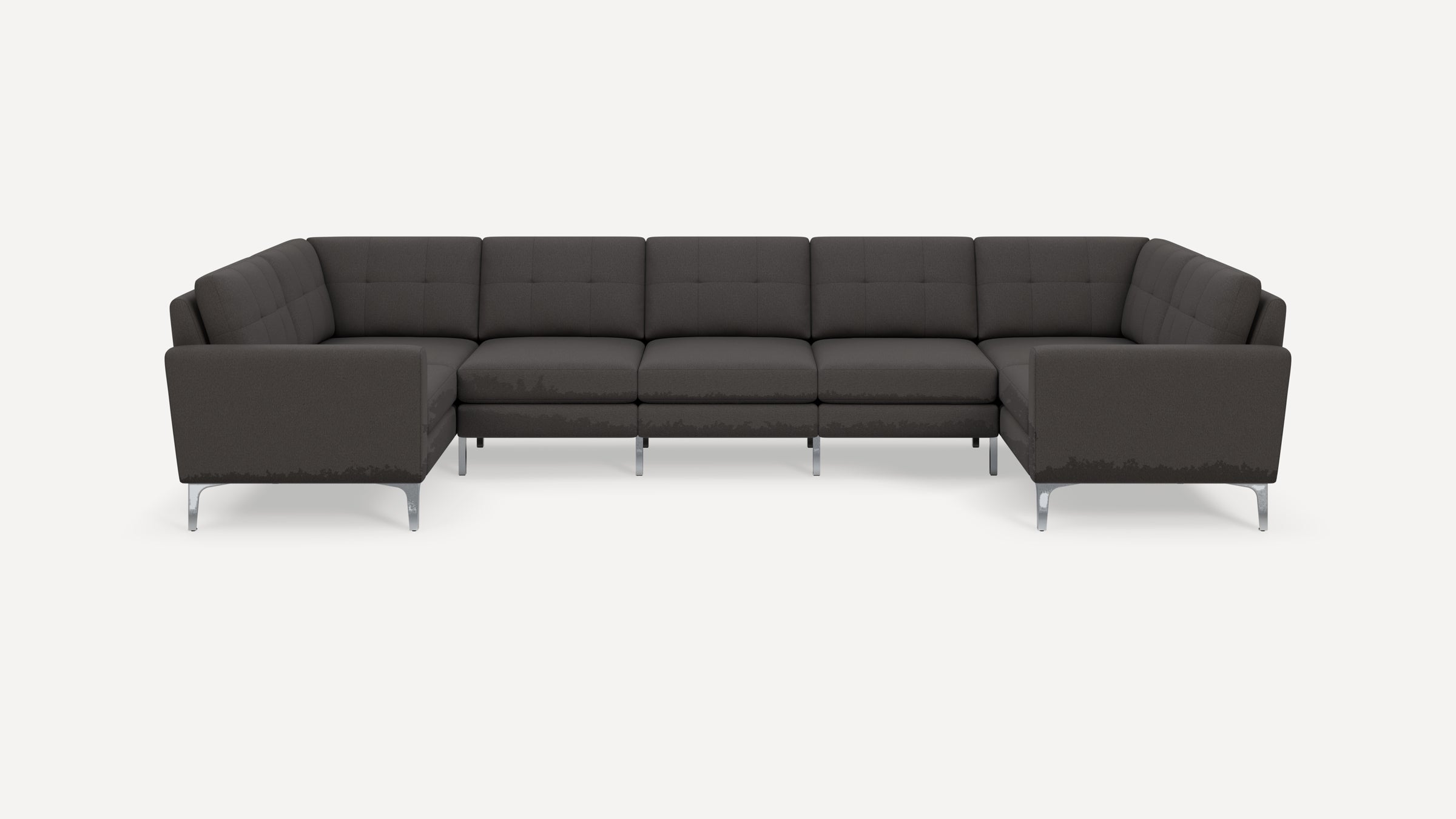 Nomad Plus 7-Seat U Sectional - Heather Charcoal - Performance Chenille / Chrome - Metal / Block Arm