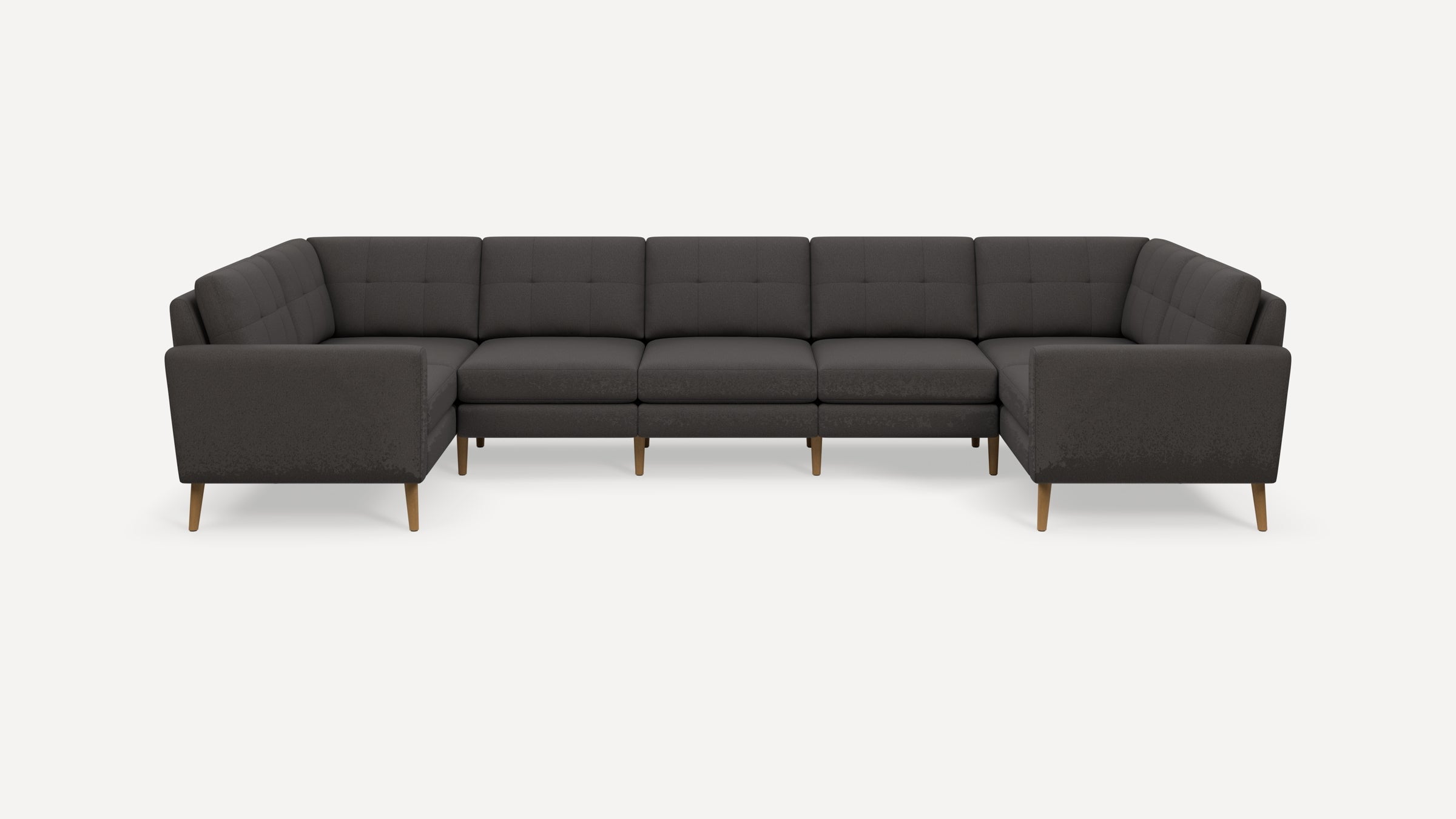 Nomad Plus 7-Seat U Sectional - Heather Charcoal - Performance Chenille / Oak - Wood / Block Arm