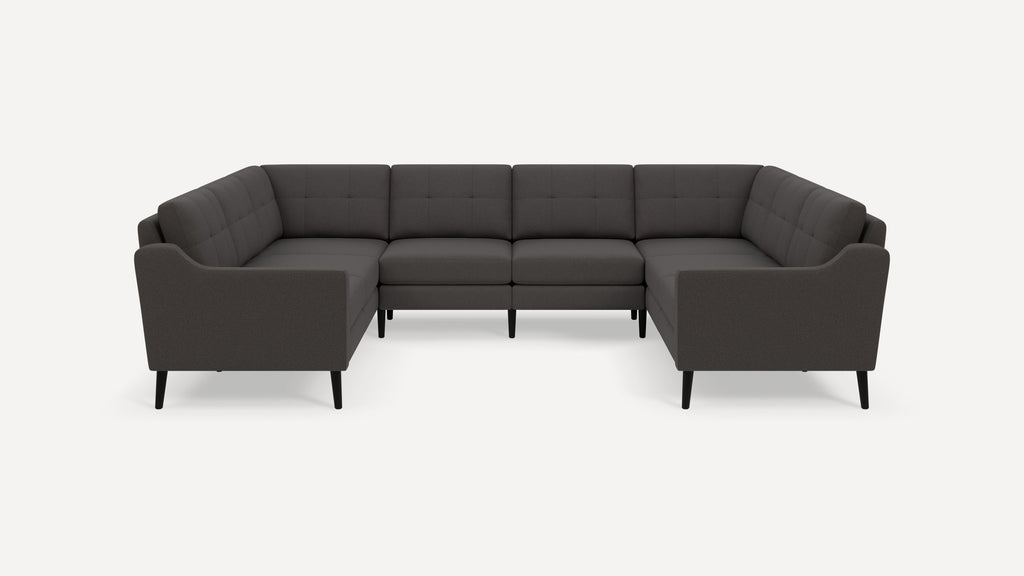 Nomad Plus 8-Seat U Sectional - Heather Charcoal - Performance Chenille / Ebony - Wood / Slope Arm