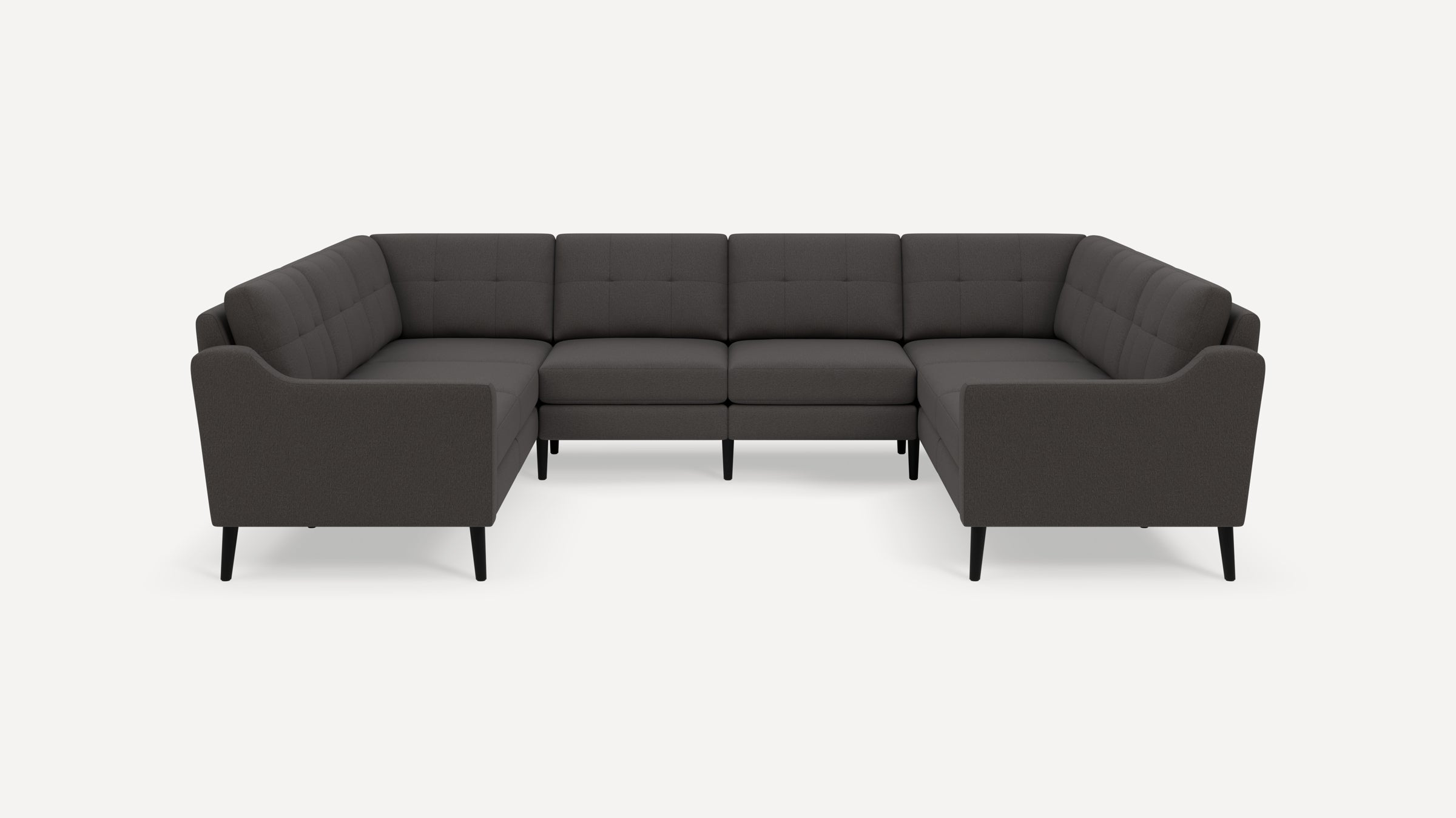 Nomad Plus 8-Seat U Sectional - Heather Charcoal - Performance Chenille / Ebony - Wood / Slope Arm