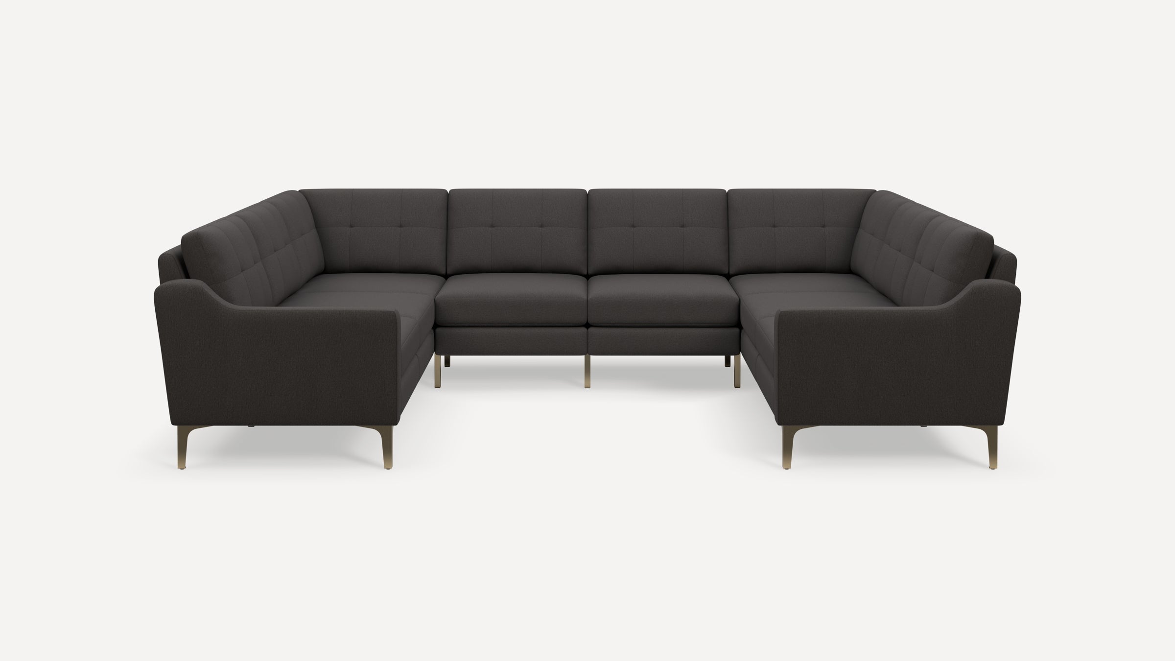 Nomad Plus 8-Seat U Sectional - Heather Charcoal - Performance Chenille / Brass - Metal / Slope Arm