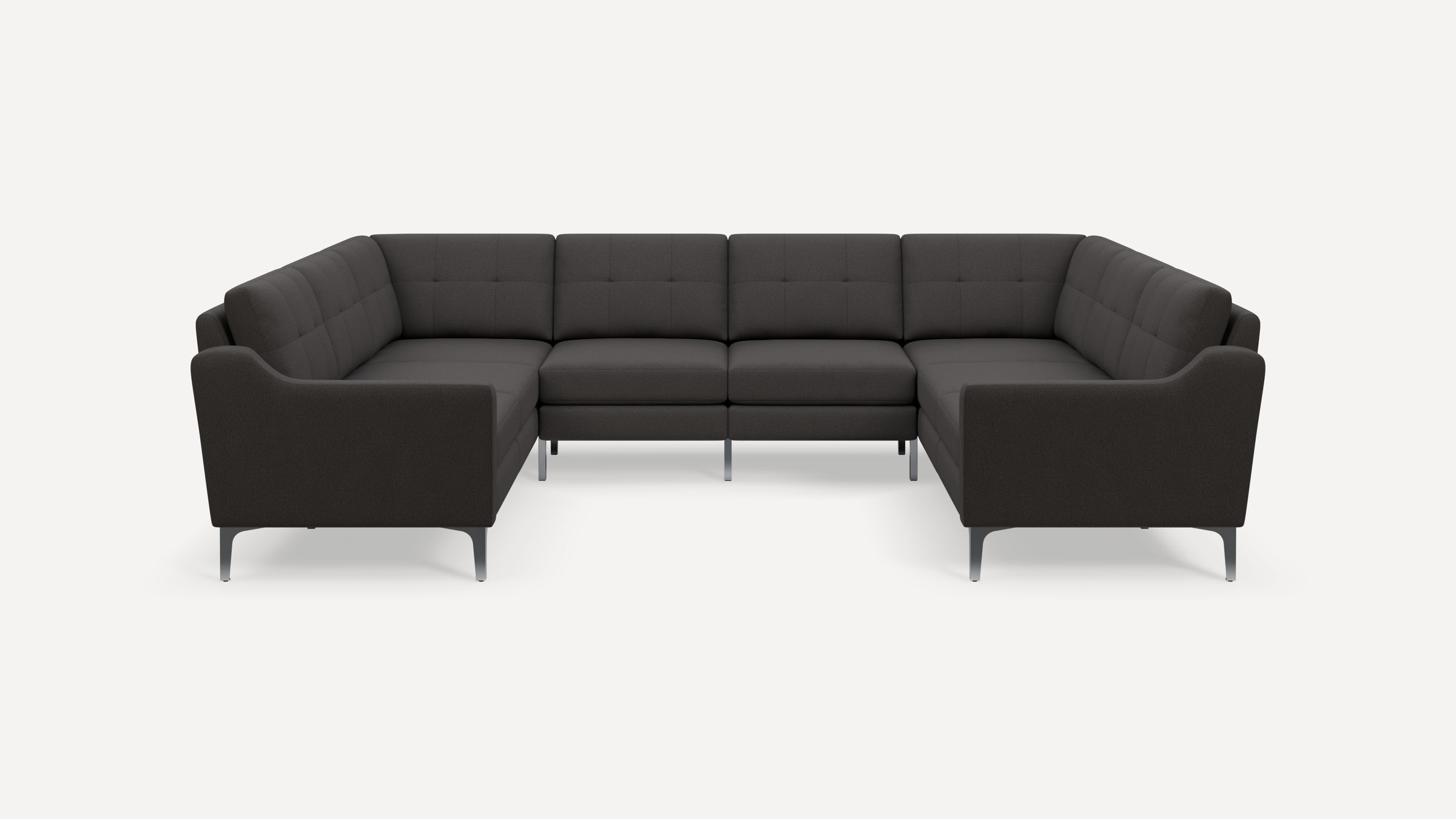 Nomad Plus 8-Seat U Sectional - Heather Charcoal - Performance Chenille / Chrome - Metal / Slope Arm