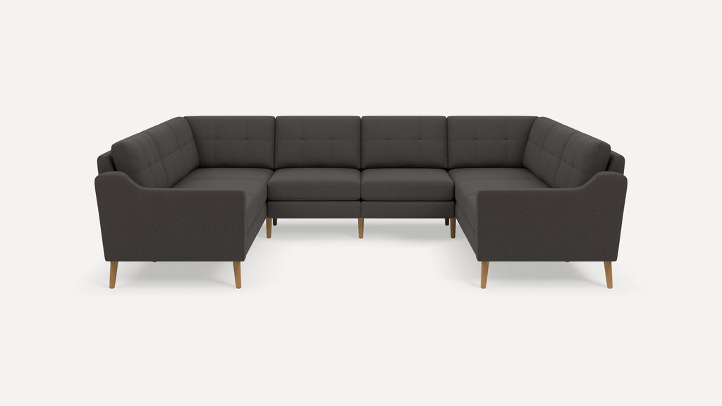 Nomad Plus 8-Seat U Sectional - Heather Charcoal - Performance Chenille / Oak - Wood / Slope Arm