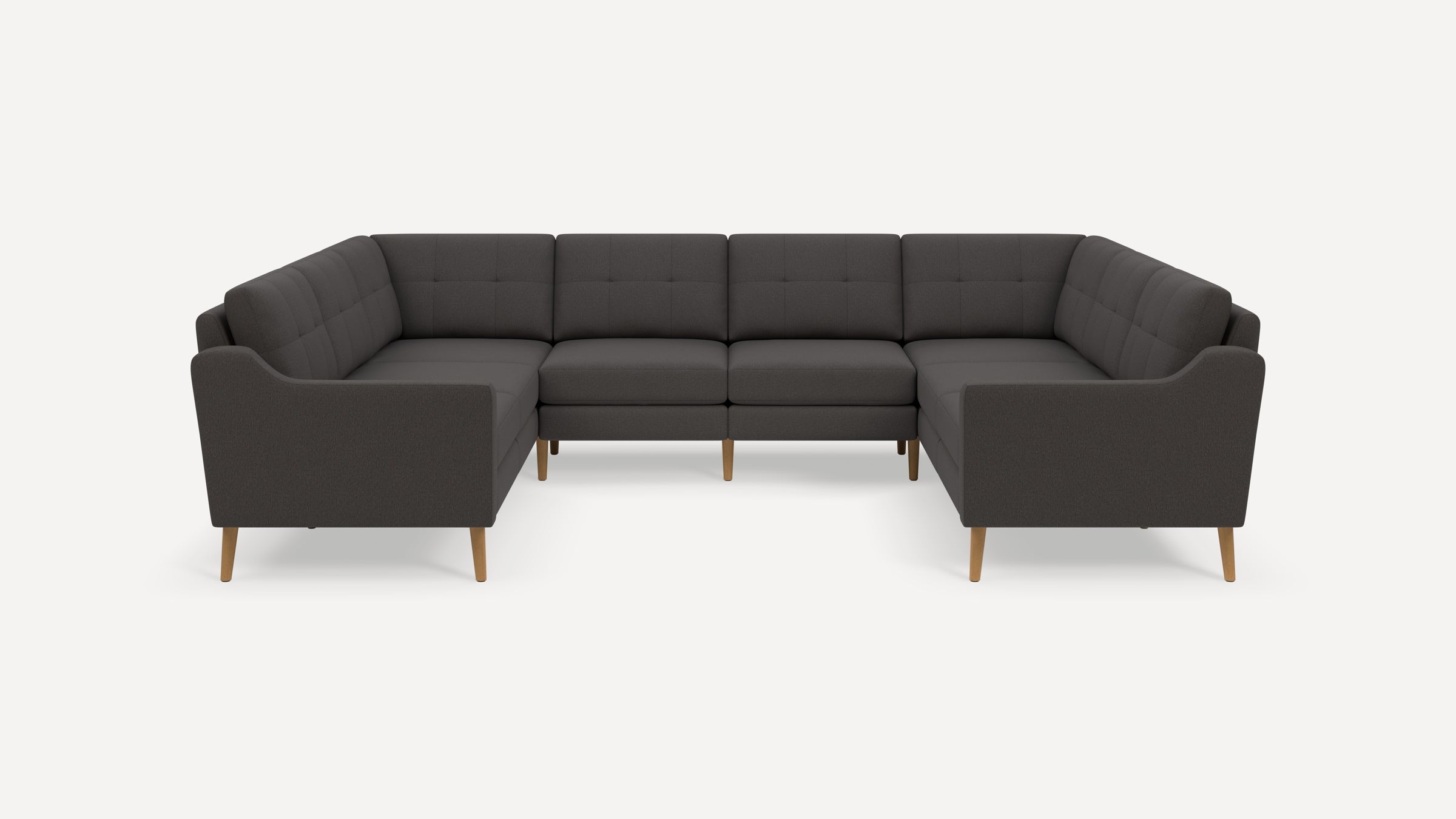 Nomad Plus 8-Seat U Sectional - Heather Charcoal - Performance Chenille / Oak - Wood / Slope Arm