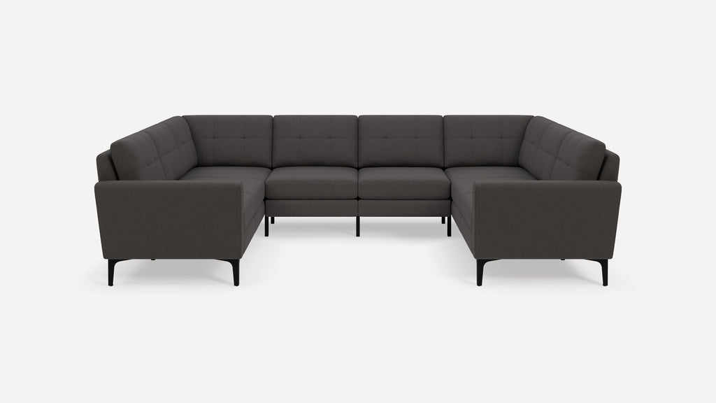 Nomad Plus 8-Seat U Sectional - Heather Charcoal - Performance Chenille / Black - Metal / Block Arm