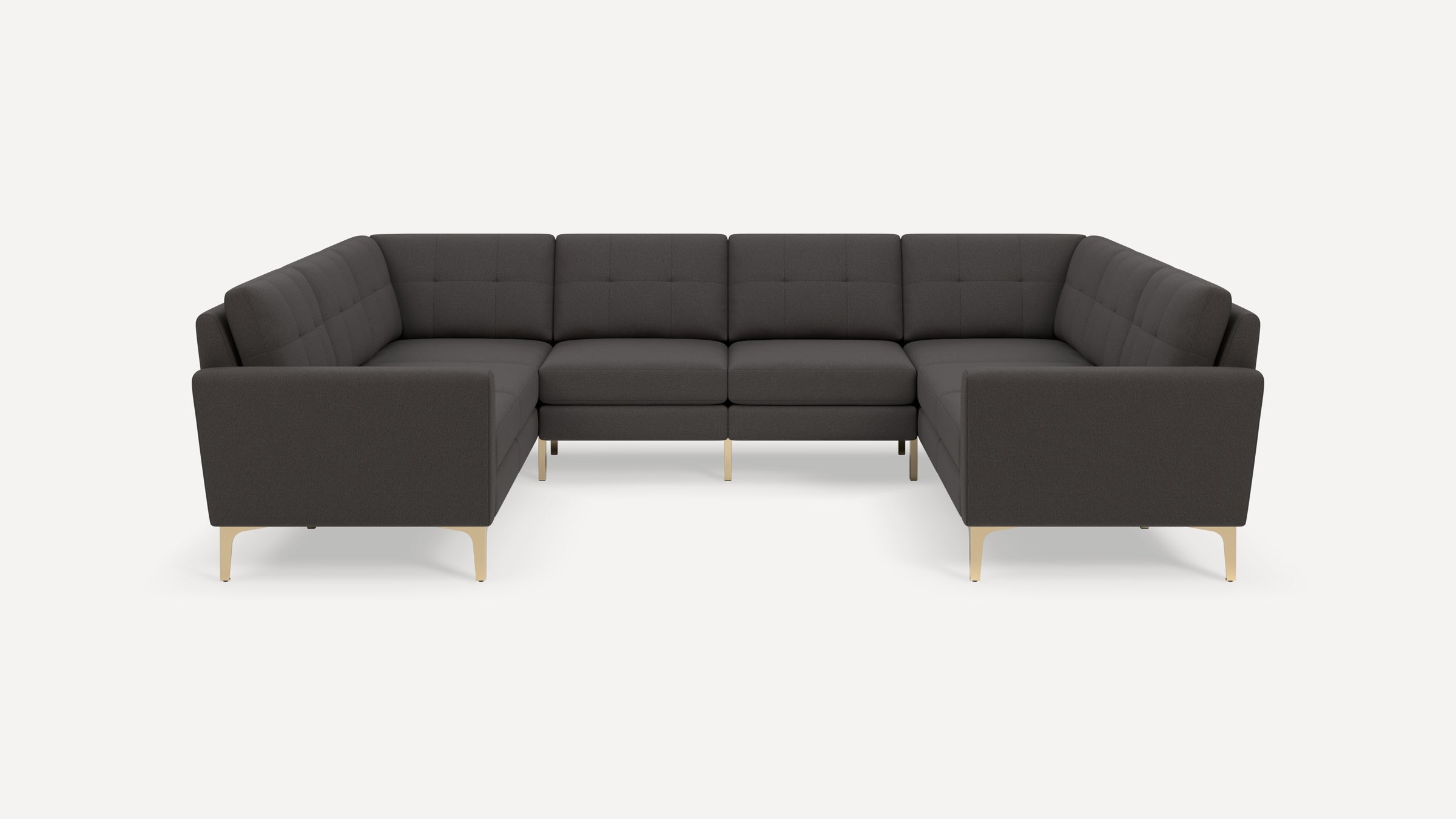 Nomad Plus 8-Seat U Sectional - Heather Charcoal - Performance Chenille / Brass - Metal / Block Arm